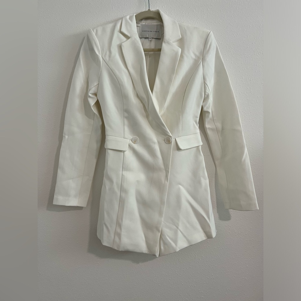 White Blazer Skort Romper